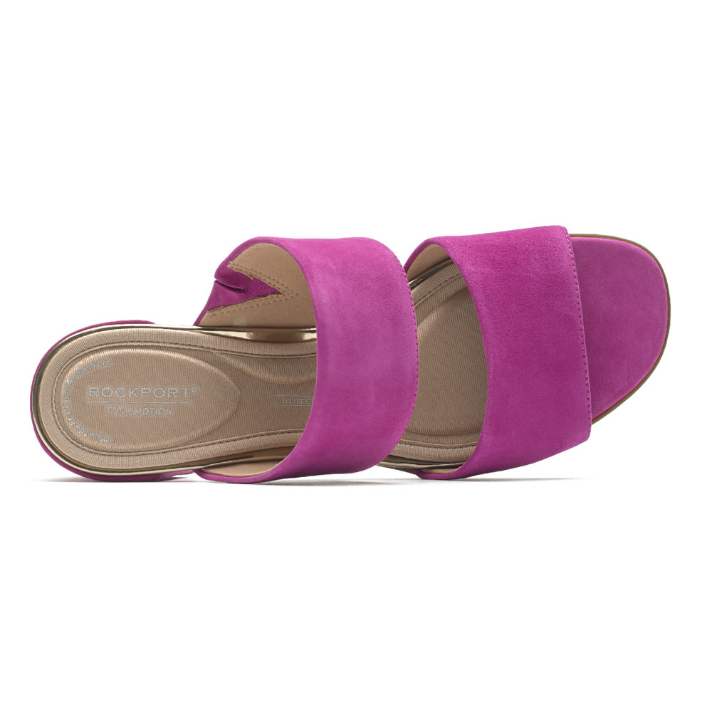 Rockport Womens Slides Pink - Total Motion Alaina Double Band - UK 341-FHYMPZ